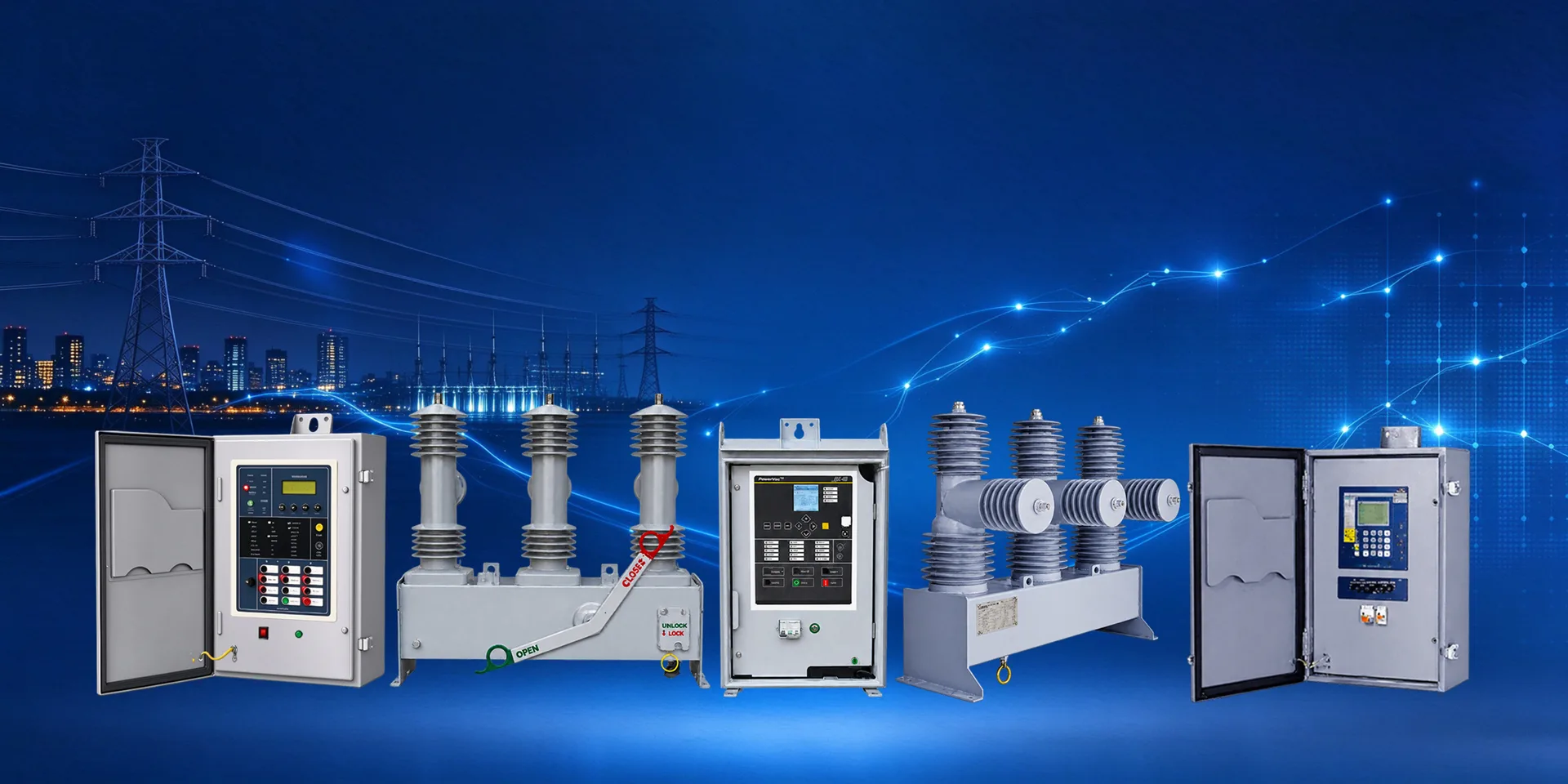Medium-voltage reclosers, load break switches and controllers